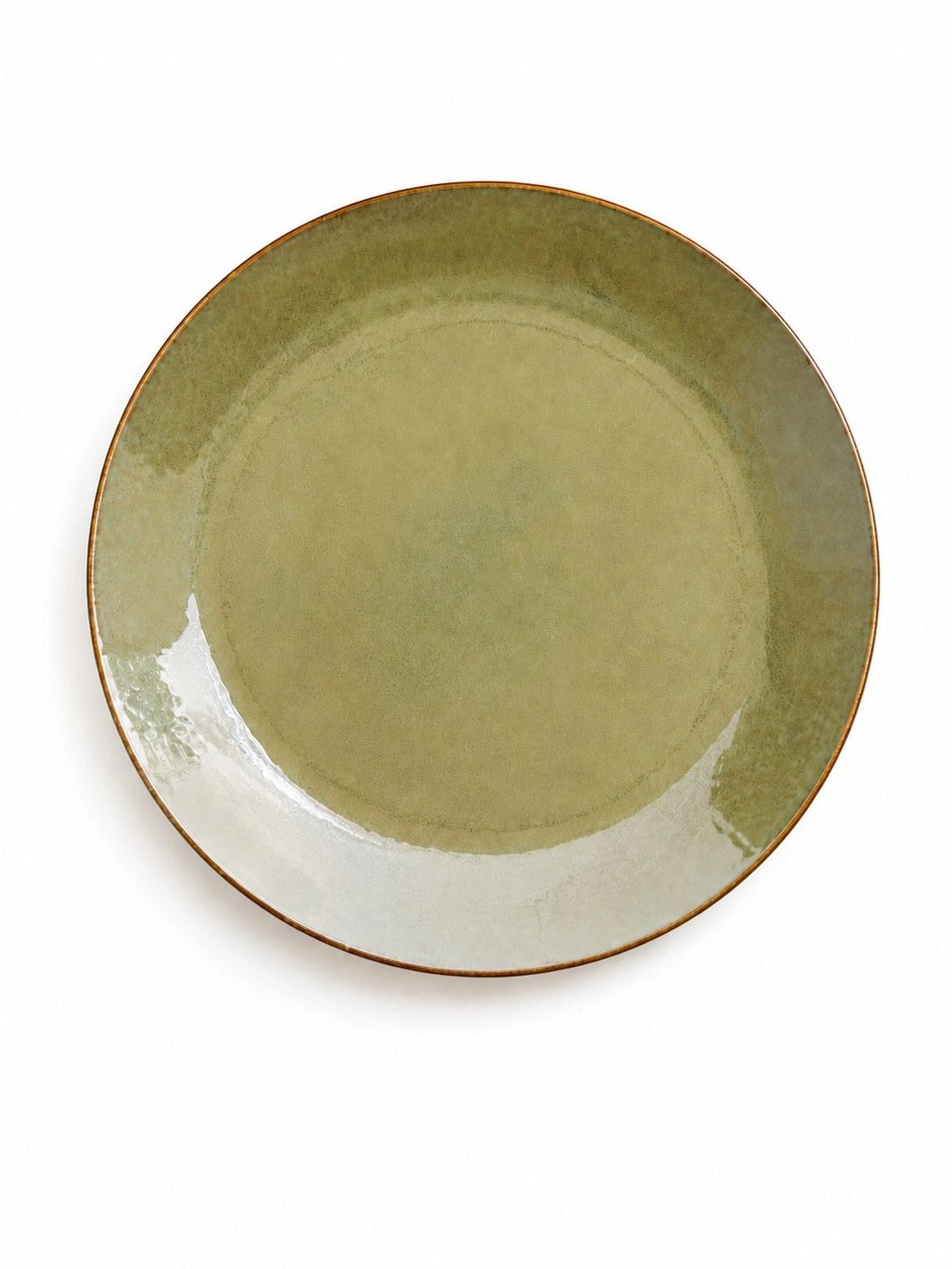 Claymistry Forest Finesse Olive Green & Brown Ceramic Dinner Plate