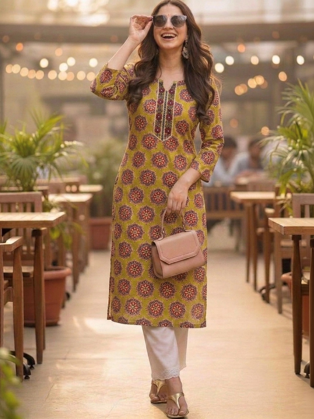 Pjyot by surhi Women Ethnic Motifs Printed Thread Work Indie Prints Kurta