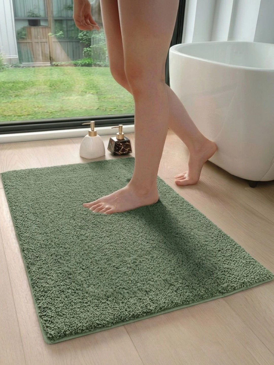 Homzz Green Textured Cotton Doormats