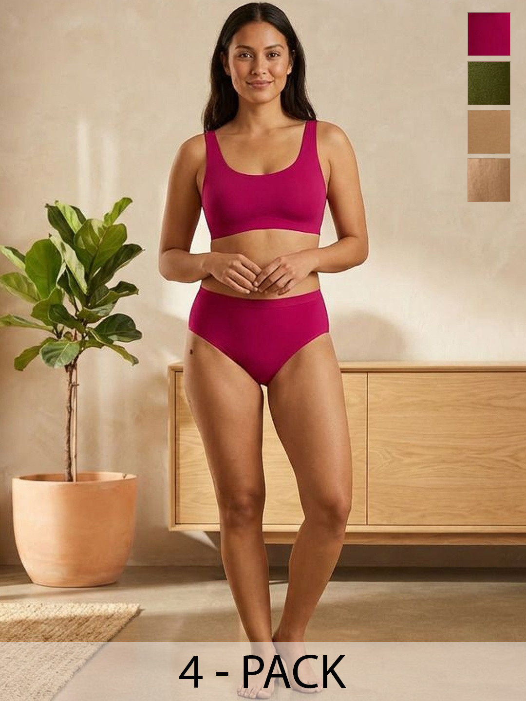 DressBerry Women Pack of 4 Cotton Basic Briefs