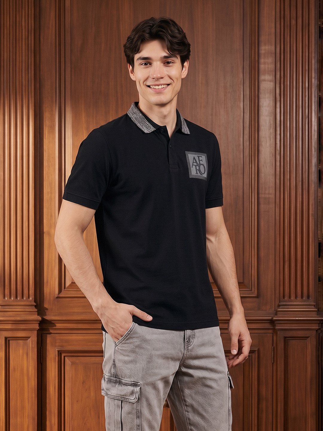 Aeropostale Brand Logo Printed Polo Collar Pure Cotton T-shirt