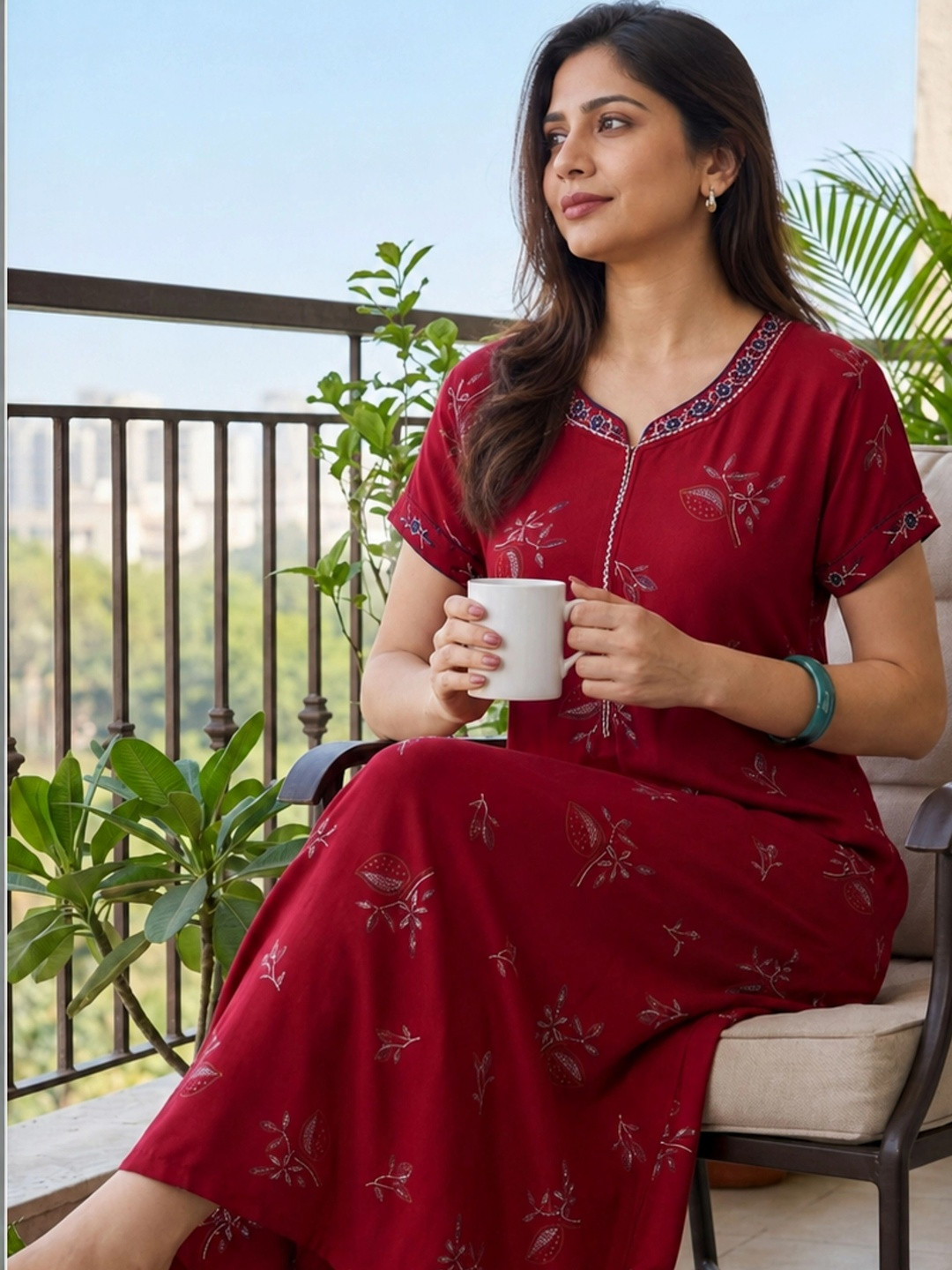 9shines Label Printed Maxi Nightdress