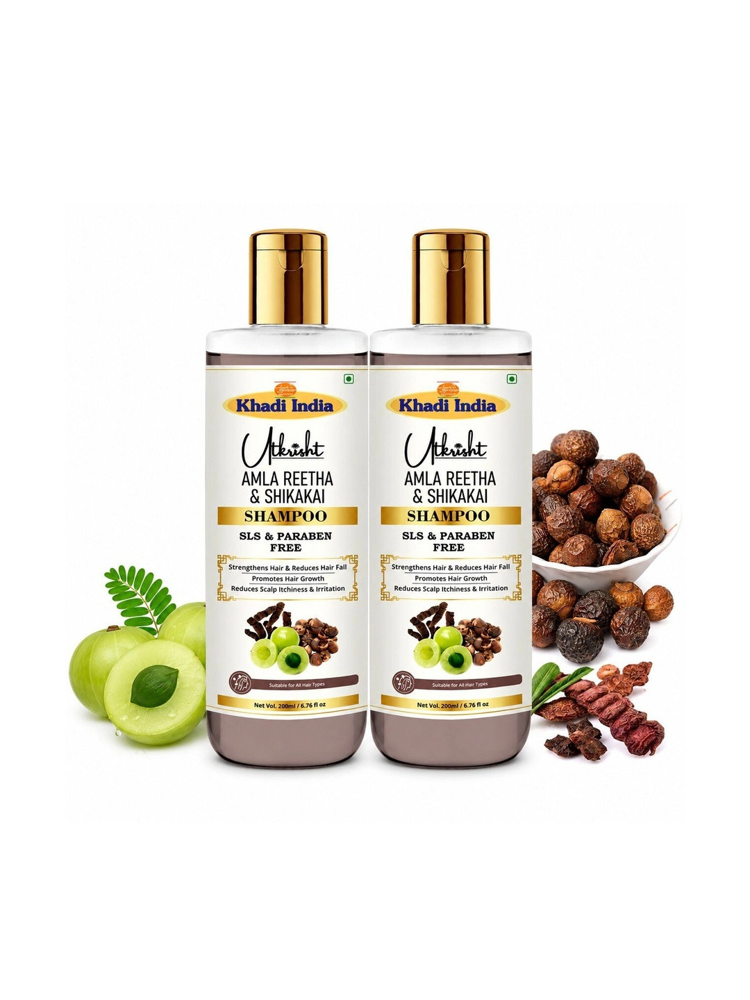 Utkrisht Unisex LOOKIN - TRUE BEAUTY Set Of 2 Amla Reetha Shikakai Shampoo - 200 ml Each