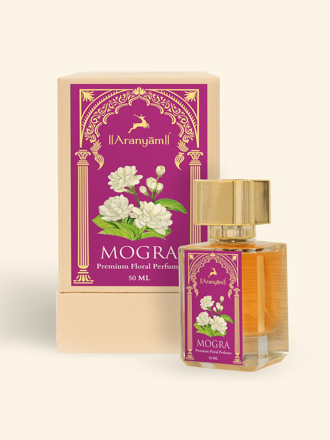 Aranyam Mogra Jasmine Perfume - Long Lasting Floral Fragrance for Women, 50ml