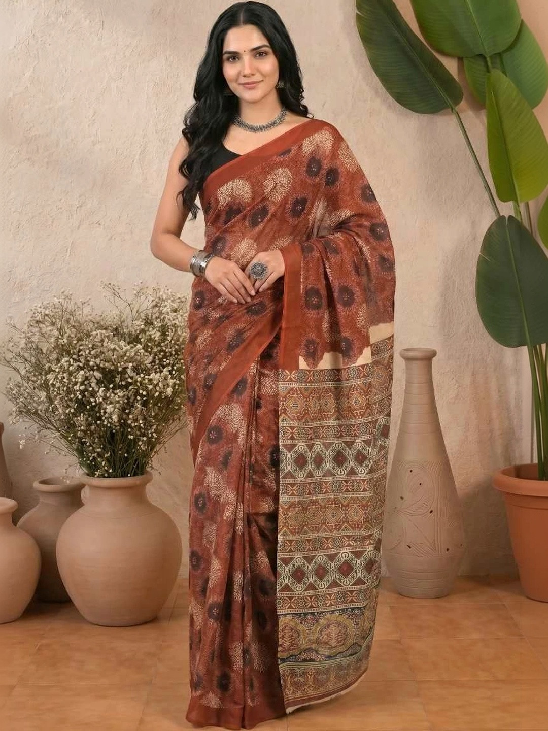 House of Pataudi Pure Cotton Fusion Saree