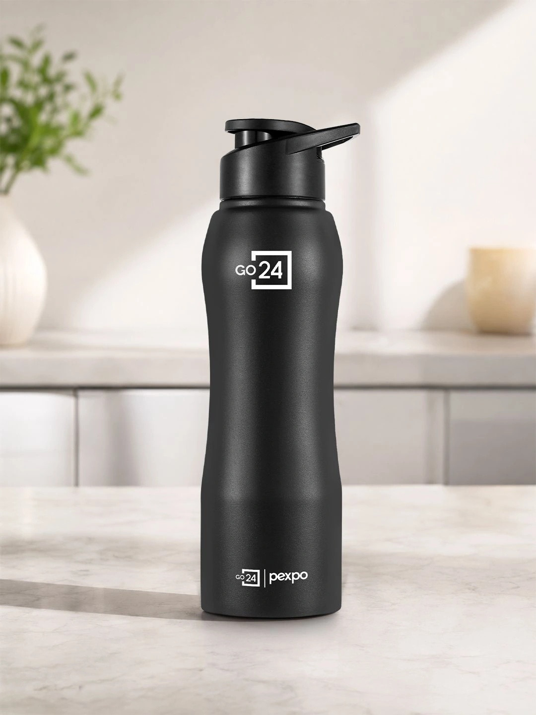 Go24 Bistro-Xtreme Black Stainless Steel Double Wall Vacuum Water Bottle - 750ml
