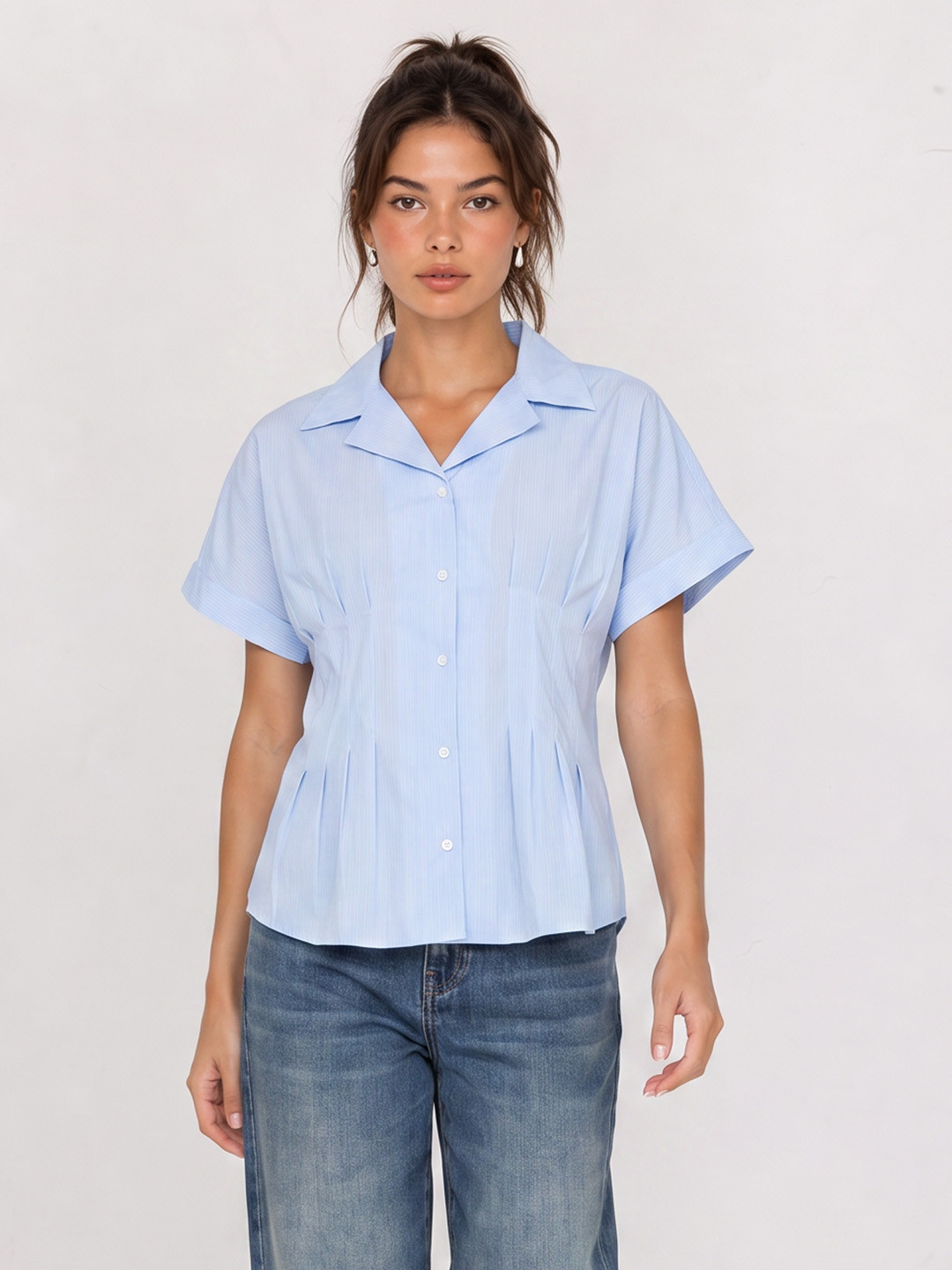 The Roadster Life Co. Striped Pure Cotton Pleated Casual Shirt