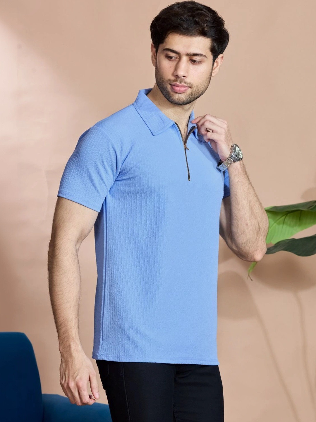 STONEBERG Men Polo Collar Flex Slim Fit T-shirt
