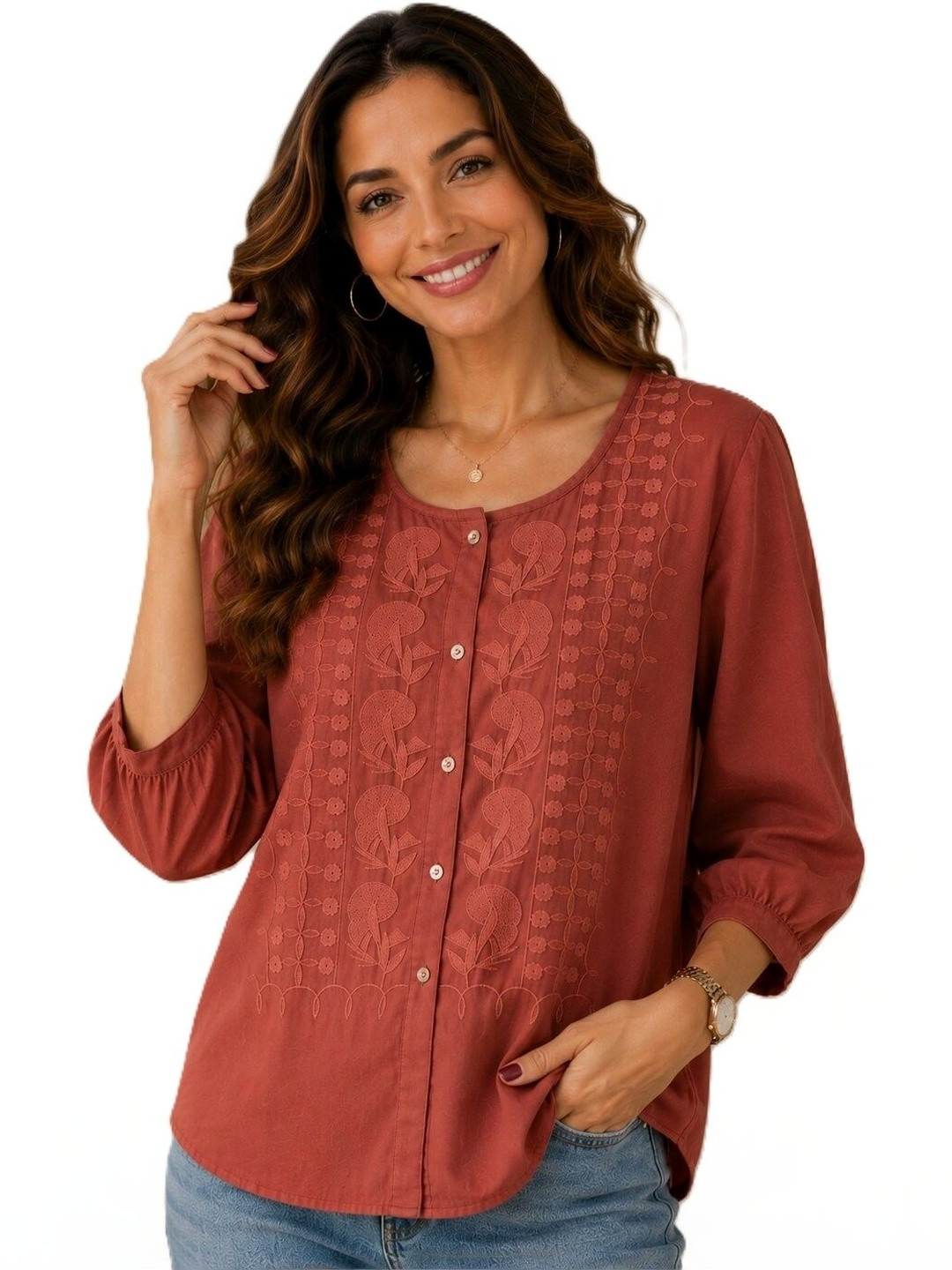 GEBET Embroidered Cotton Top