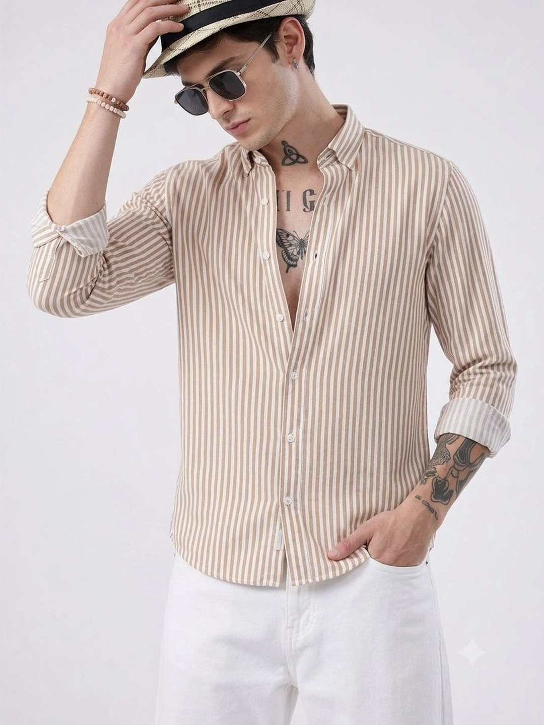 Falconwear Men Striped Casual Shirt