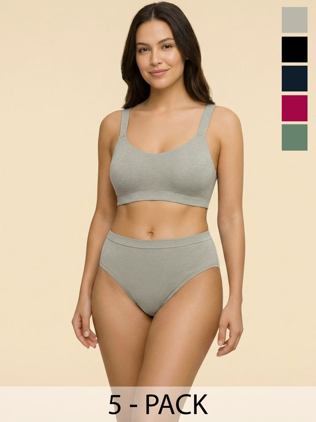 DressBerry Women Pack of 5 Cotton Basic Briefs