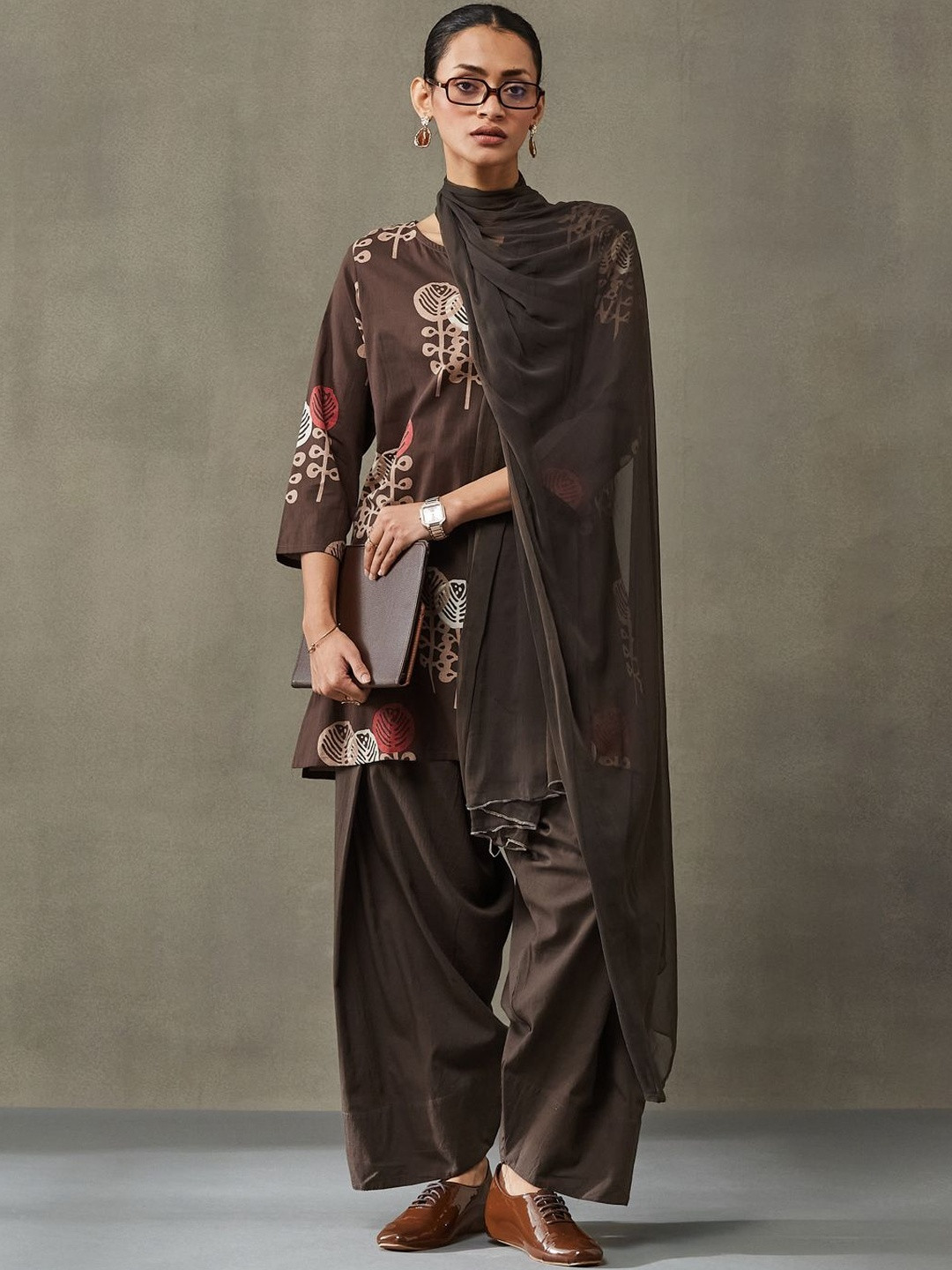Navibhu Formal Women Floral Printed Regular Pure Cotton Kurta with Palazzos