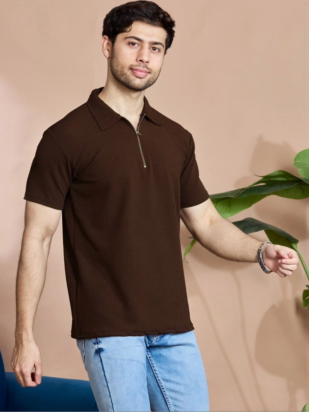 STONEBERG Men Polo Collar Flex Slim Fit T-shirt