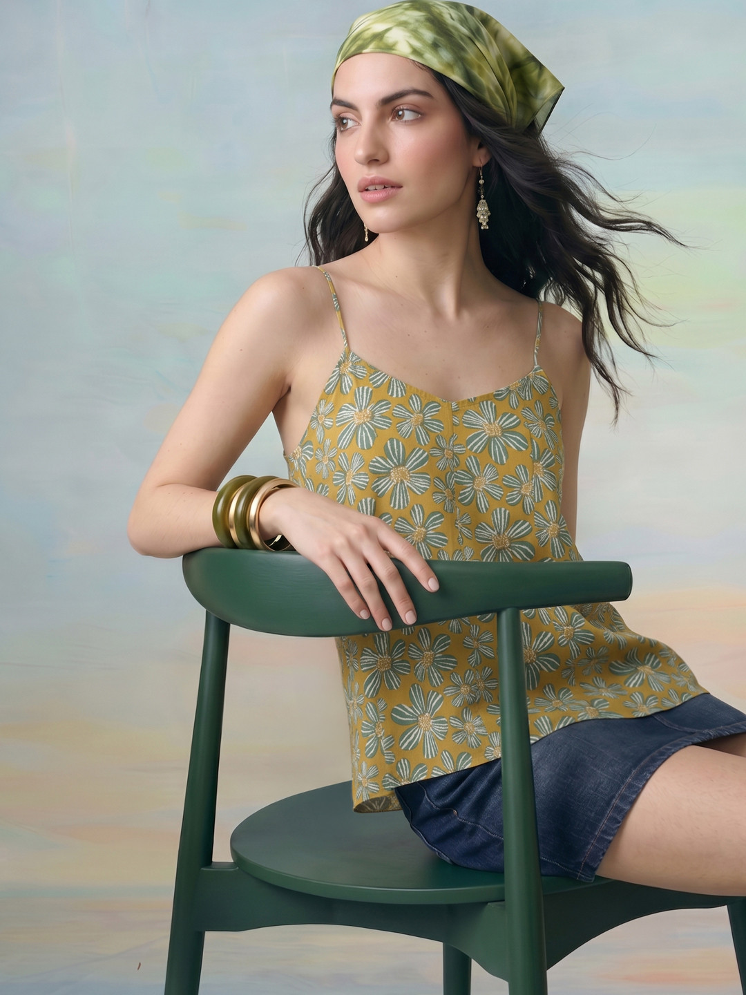 ZACCAI Sleeveless Floral Printed Top