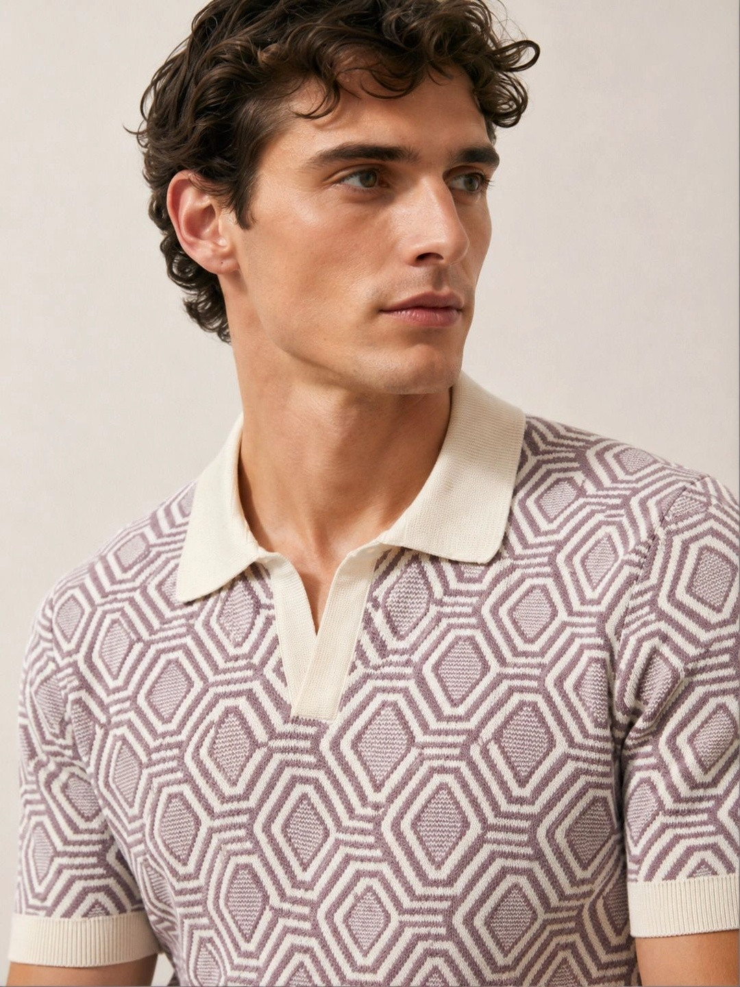 ULUPZ Men Printed Polo Collar T-shirt