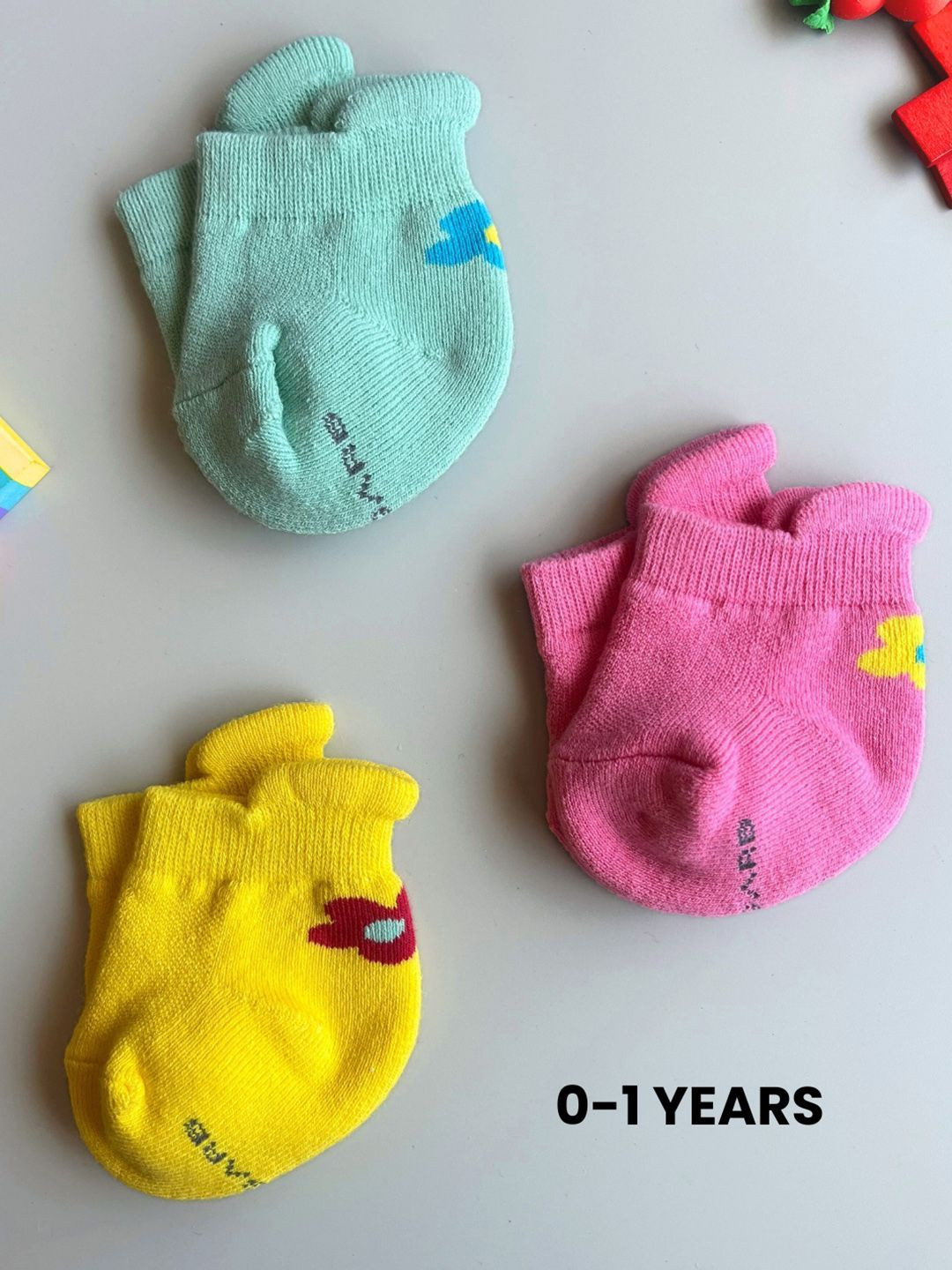 AIR GARB Infants Pack Of 3 Patterned Ankle-Length Socks