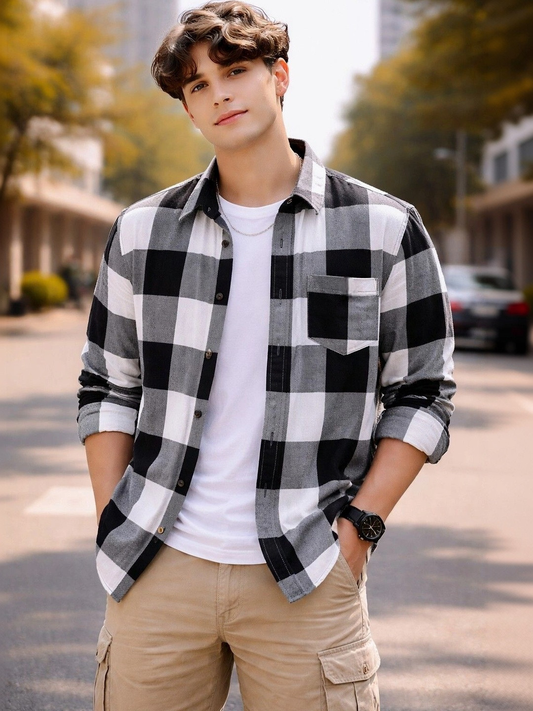 Falconwear Men Buffalo Checks Checked Casual Shirt