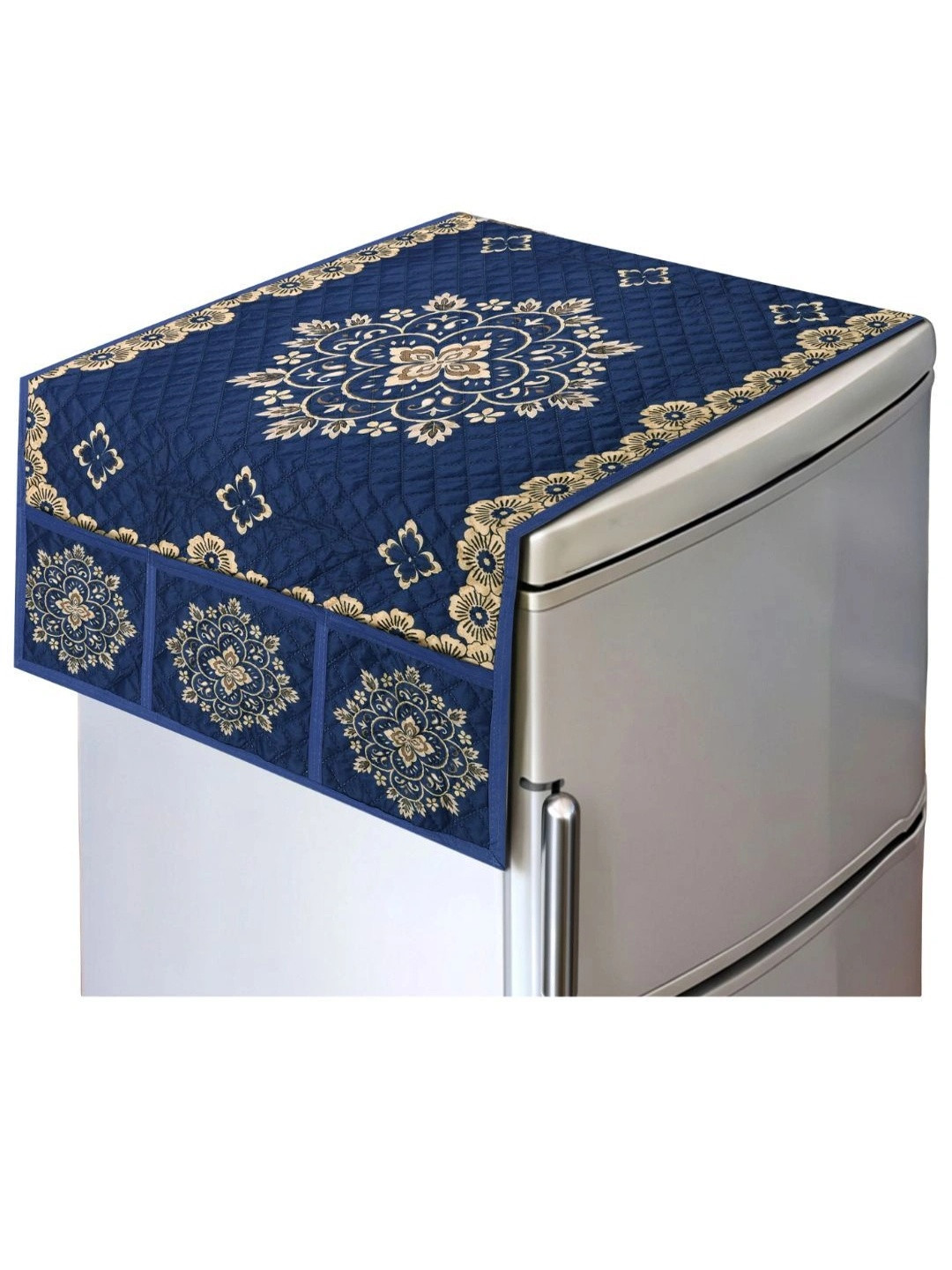 CROSMO Navy Blue Cotton Refrigerator Appliance cover