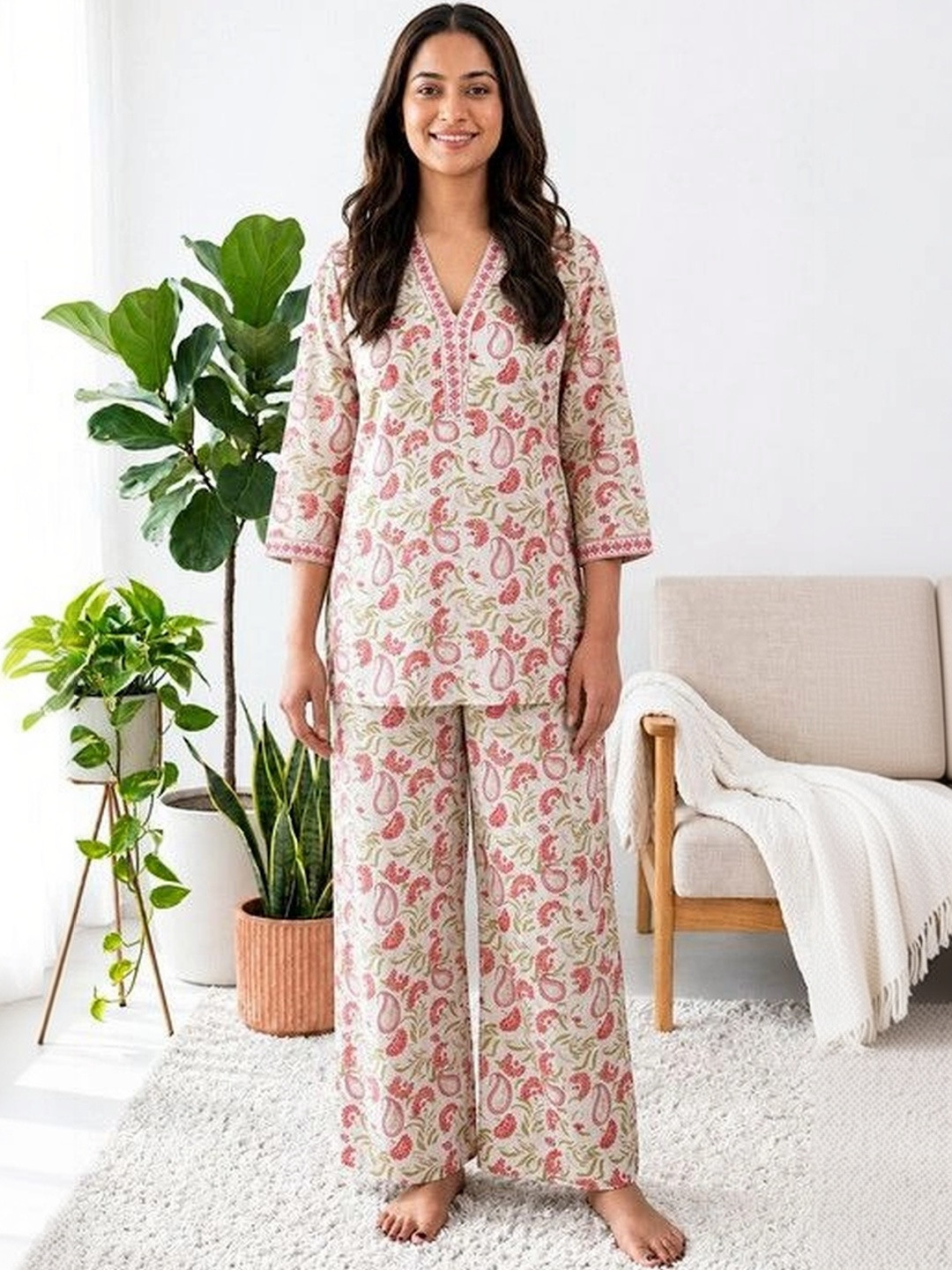 DESI HULIA Women Paisley Printed Regular Kurta with Trousers