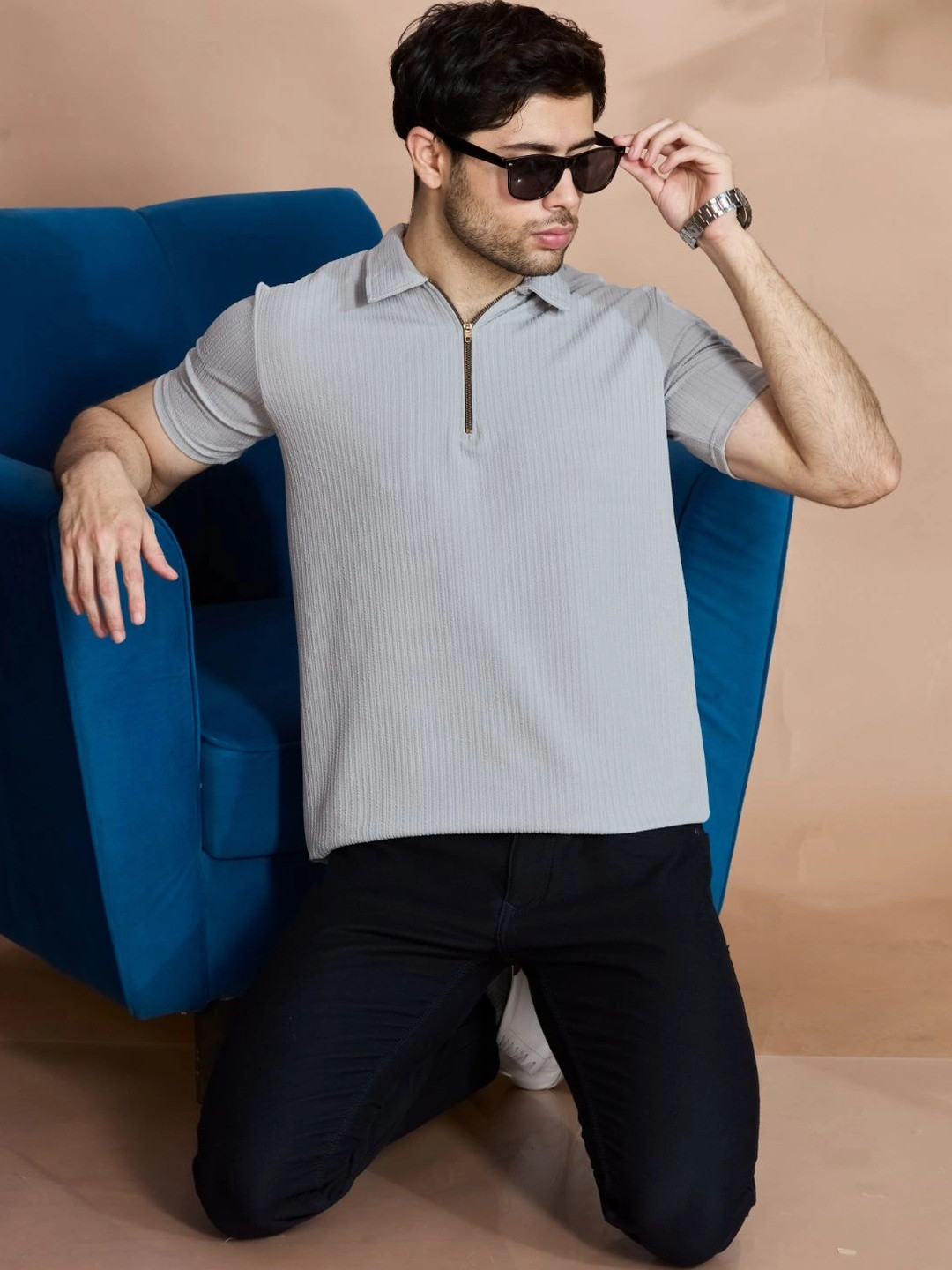 STONEBERG Men Polo Collar Flex Slim Fit T-shirt