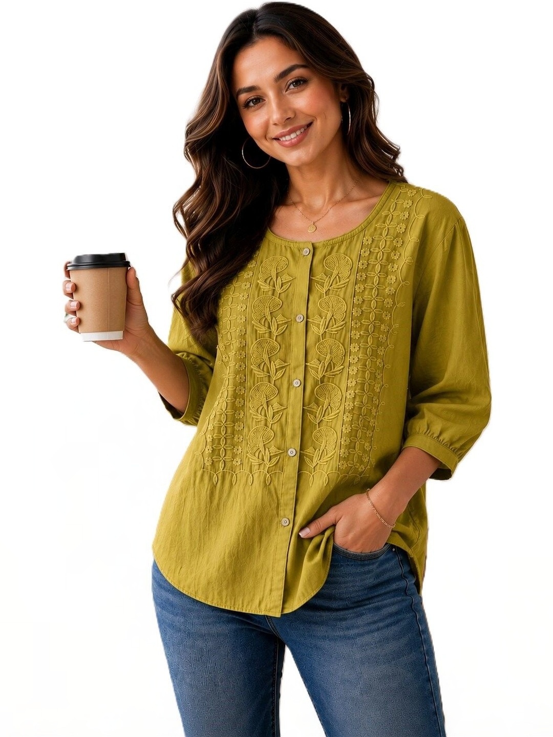 GEBET Embroidered Cotton Top
