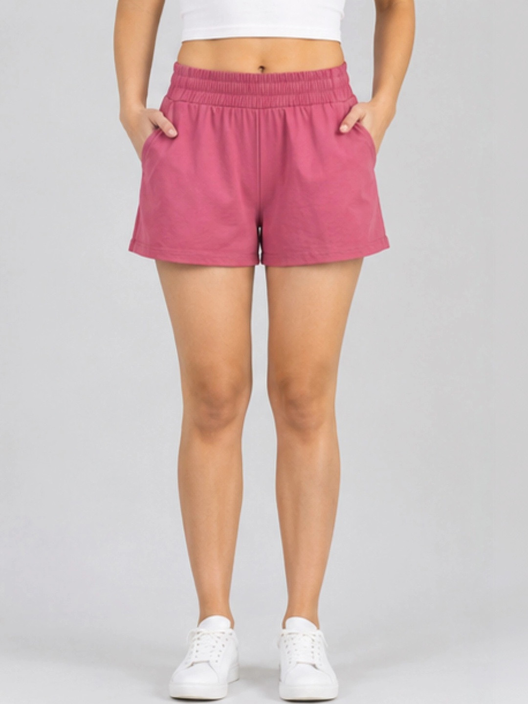 SUGNAA Women Mid-Rise Cotton Shorts