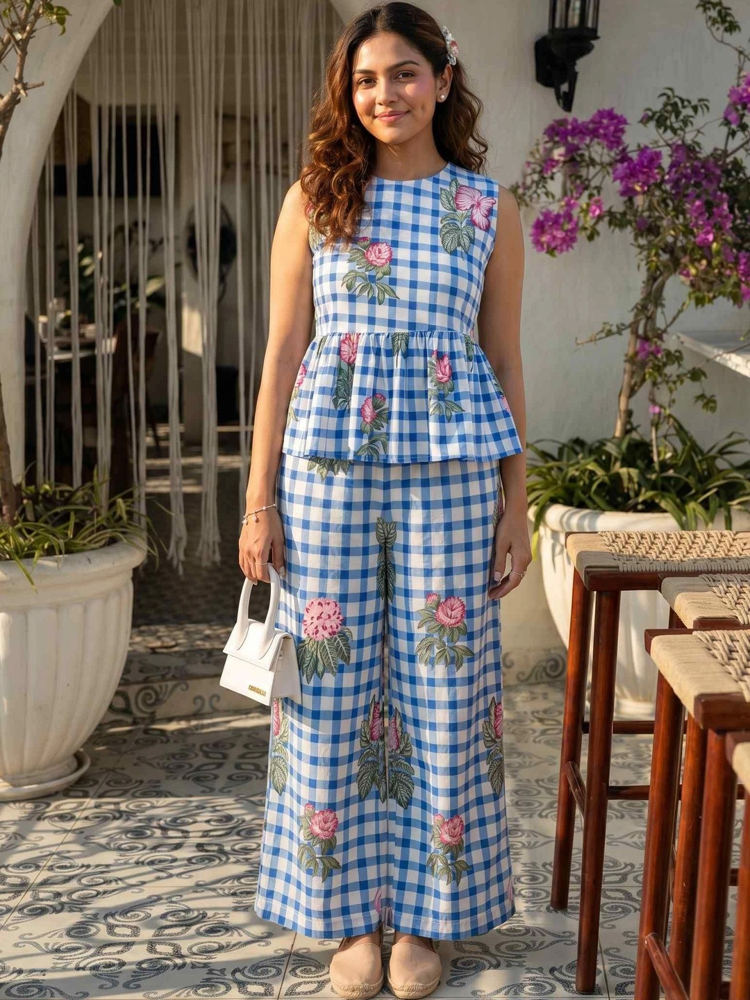 Vastara the Label Floral Organic Cotton Printed Top with Trousers