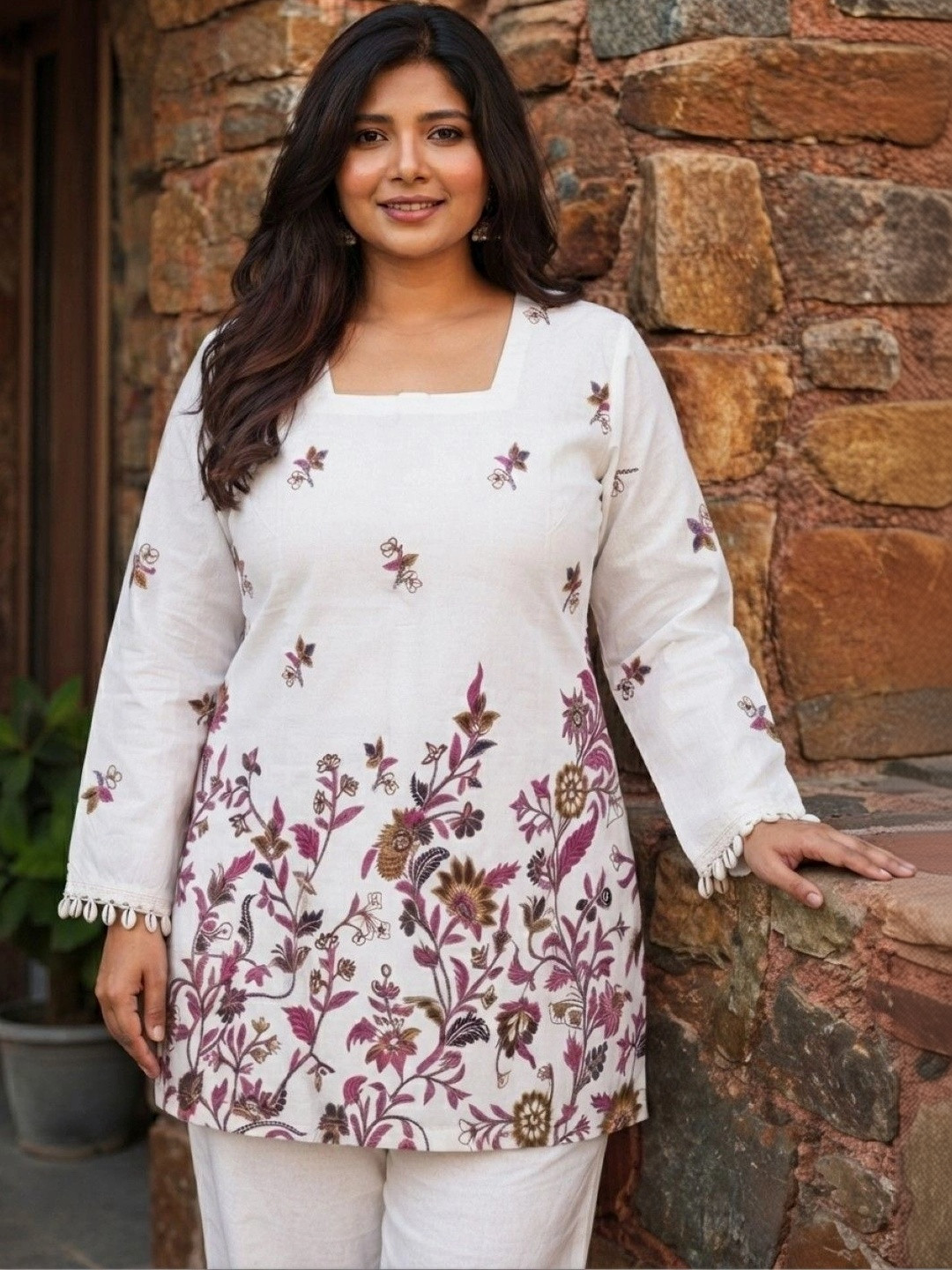 NEW-18 Floral Printed Square Neck Kurti