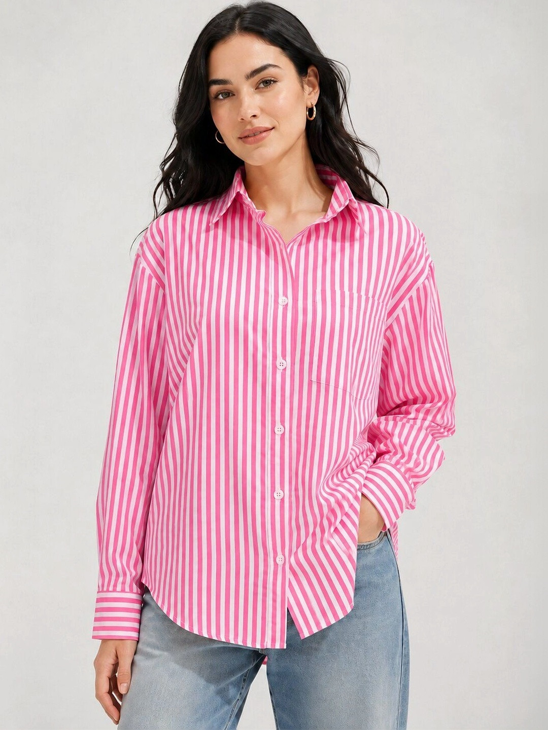 KATLINE Women Comfort Striped Casual Shirt