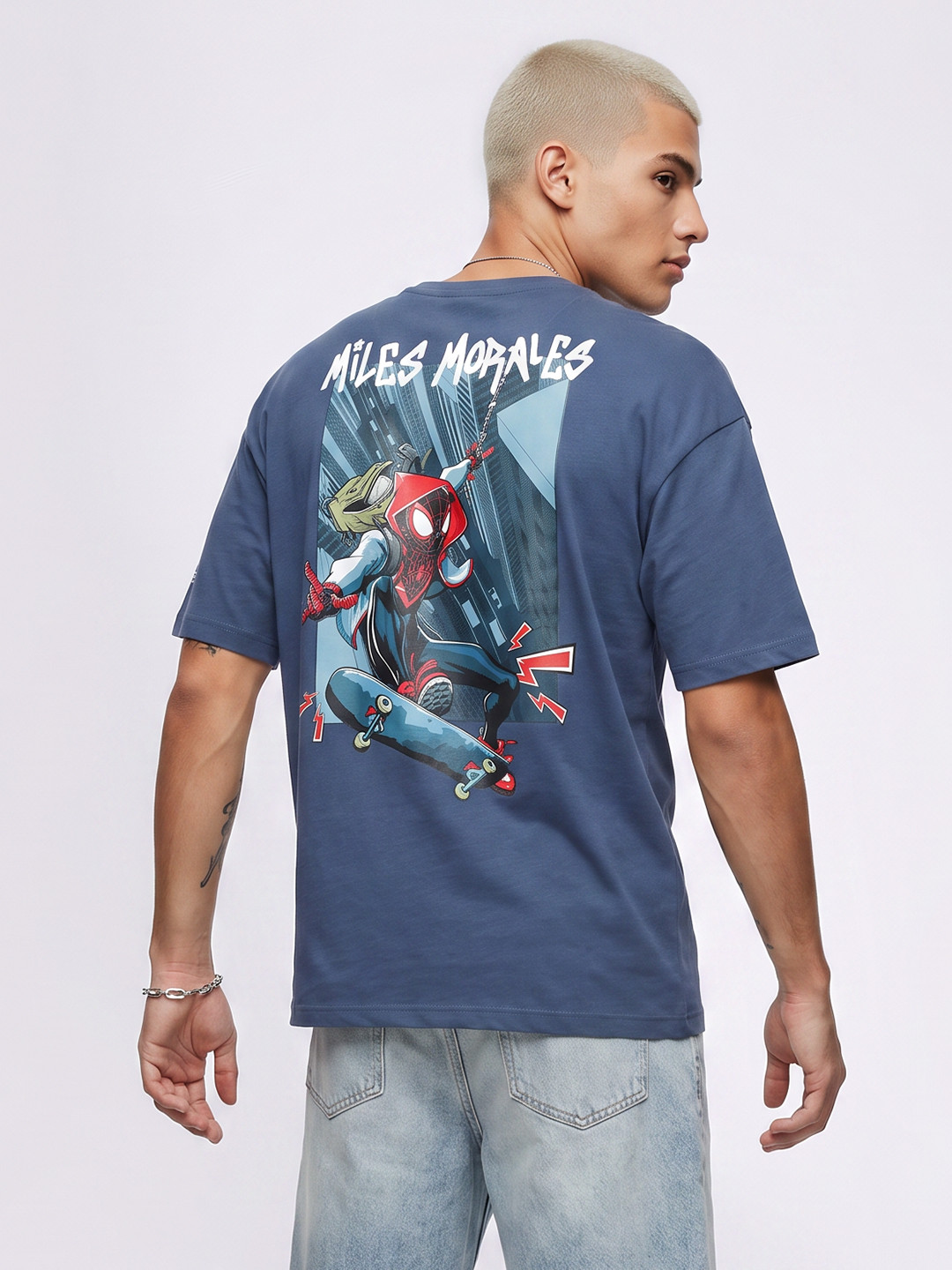 Kook N Keech Oversized Spider-Man Graphic Printed Pure Cotton T-shirt