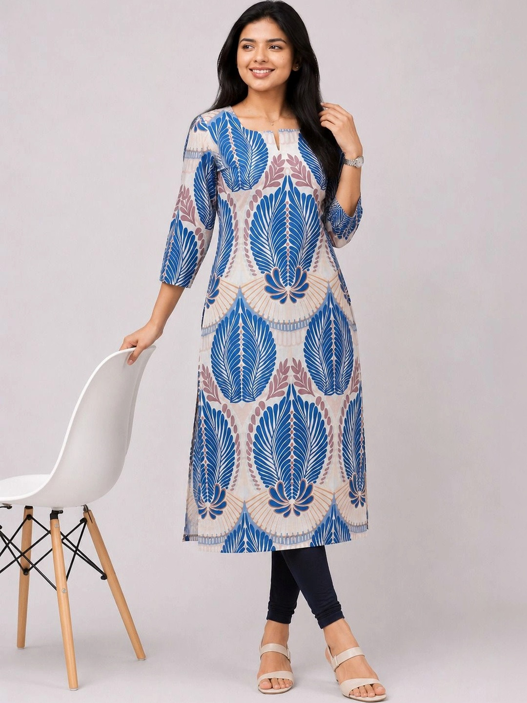 Lugru Collection Ethnic Motifs Printed Boat Neck Kurti
