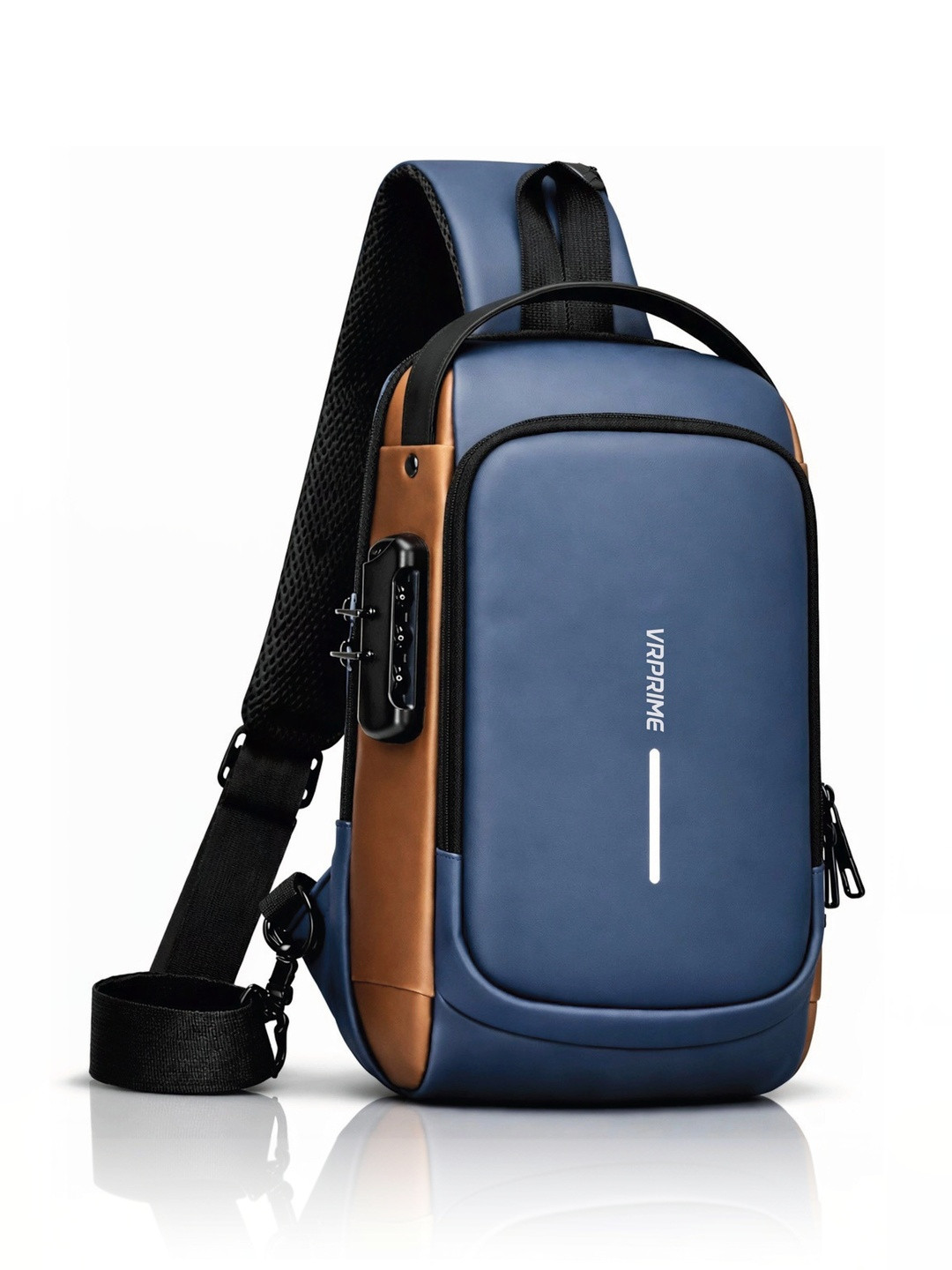 VRPRIME Unisex Brand Logo Contrast Detail Backpack