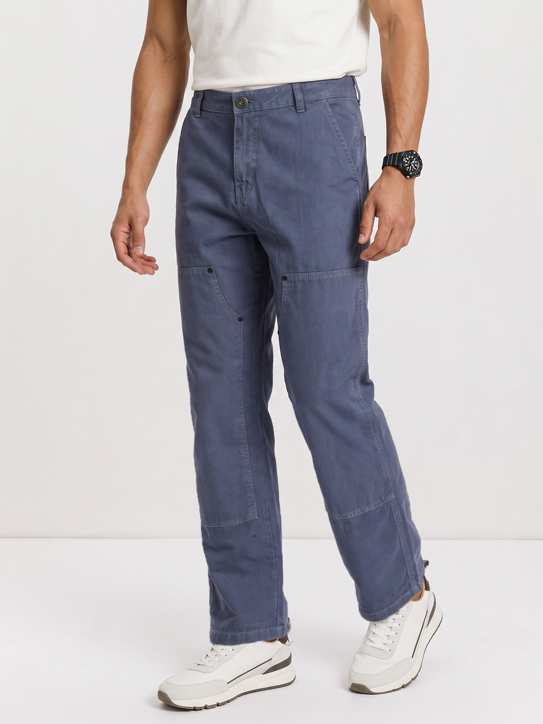 The Roadster Life Co. Men Straight Fit Pure Cotton Chinos Trousers