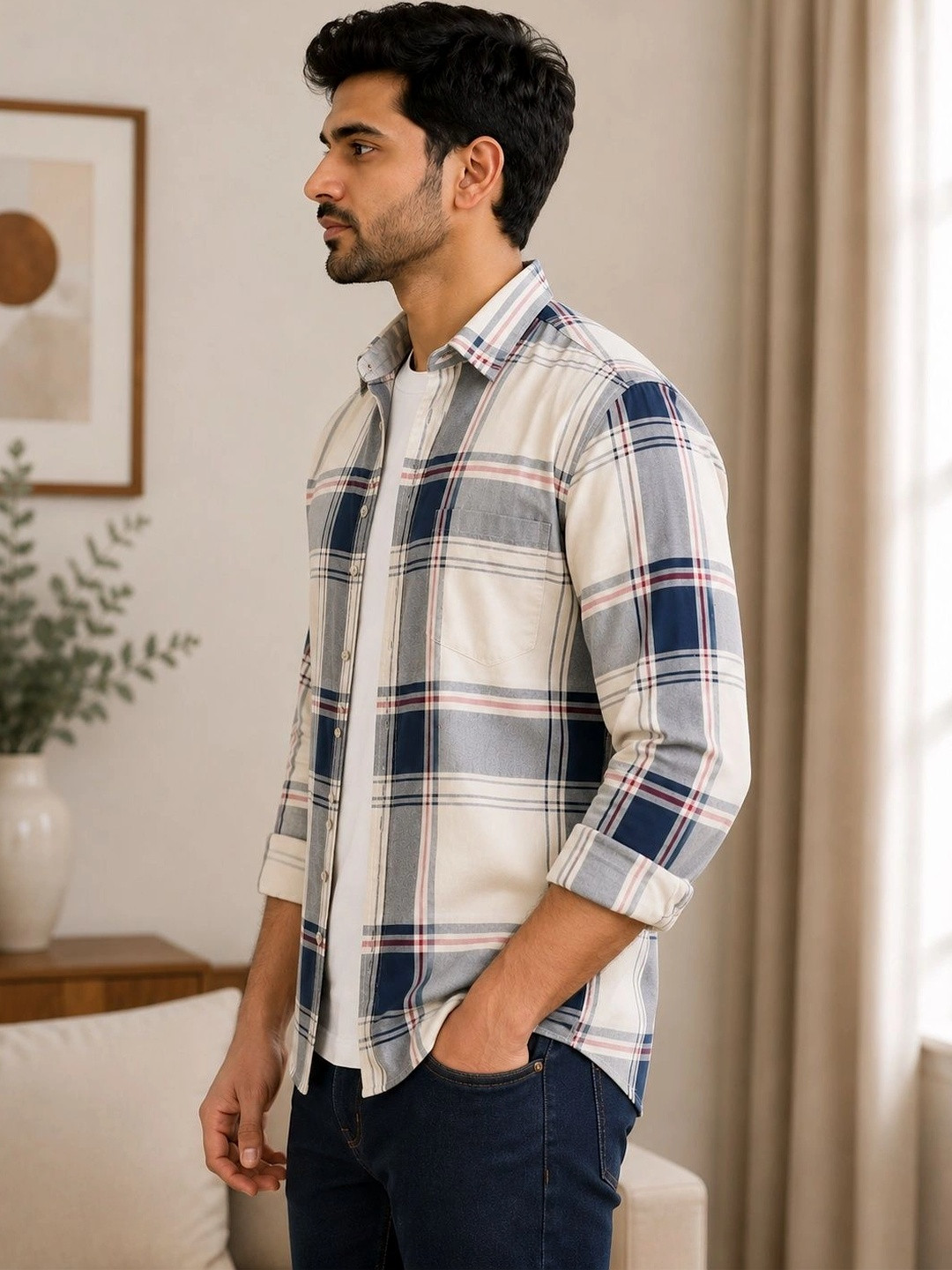 FUBAR Men Slim Fit Checked Casual Shirt