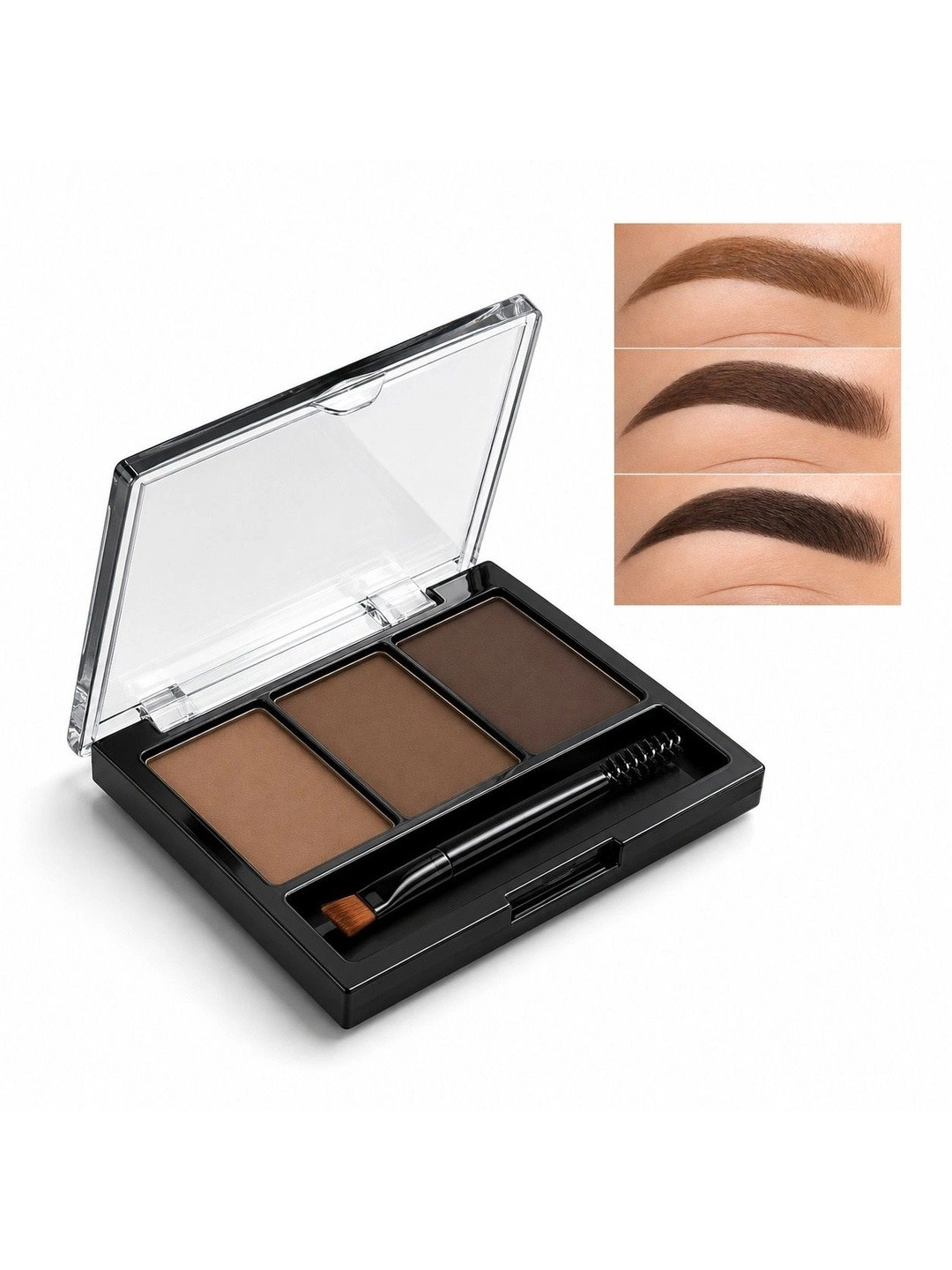 smars Waterproof Eyebrow Palette With Brush - Black-Brown