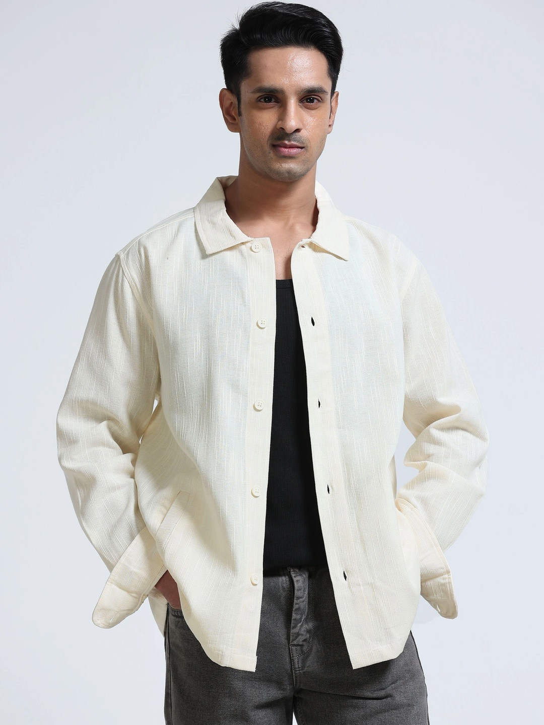 GLORYBOYZ Men Pure Cotton Solid Utility Casual Jacket