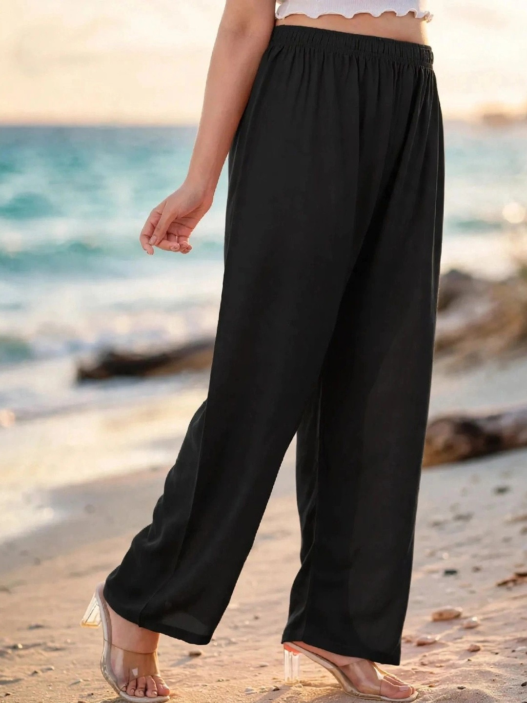 MICHAEL KOVLIN Women Comfortable Wide Leg Flared Palazzo