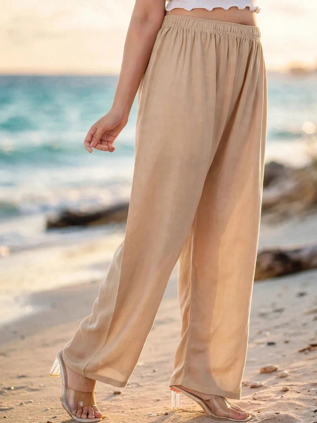 MICHAEL KOVLIN Women Comfortable Wide Leg Flared Palazzo