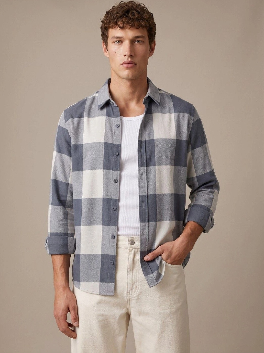 Men Regular Fit Buffalo Checks Casual Shirt