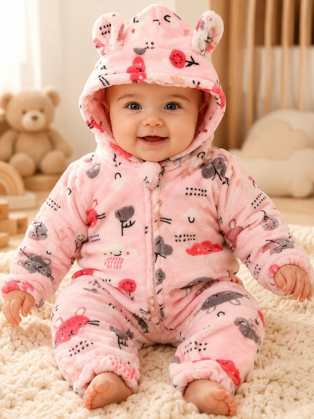 Cuddleloom Infant Girls Printed Rompers