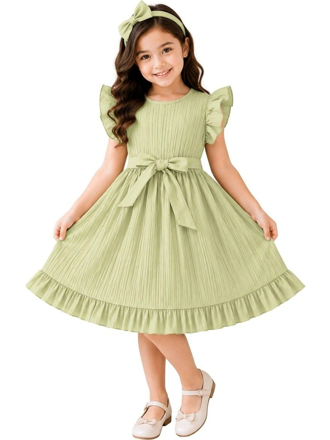 BAESD Flutter Sleeve Ruffled A-Line Dress