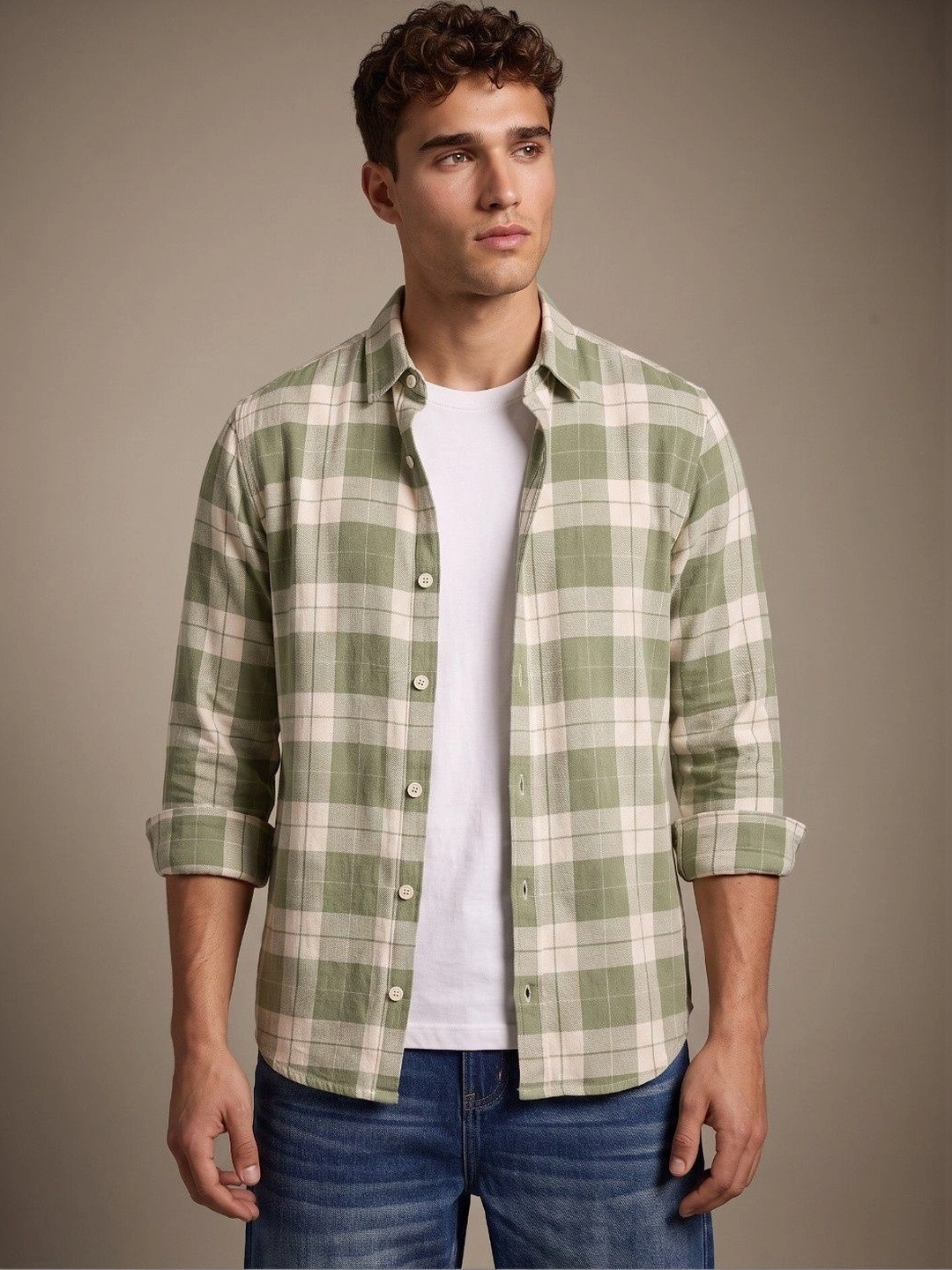 glitchez Men Slim Fit Buffalo Checks Checked Casual Shirt