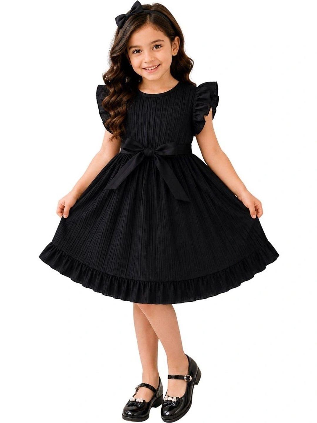 BAESD Flutter Sleeve Ruffled A-Line Dress