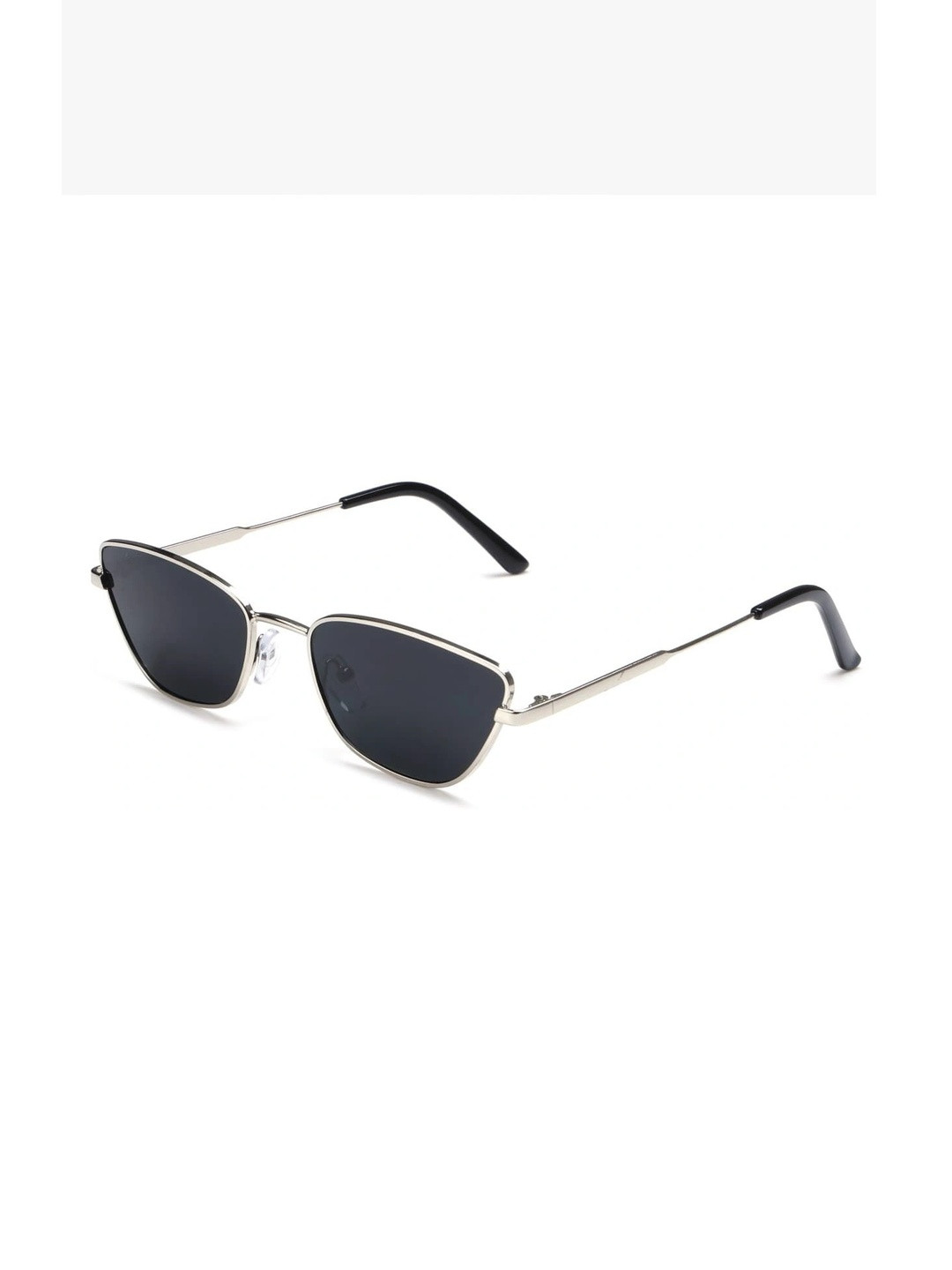 KOPEK Women Black Lens & Silver-Toned Cateye Sunglasses with