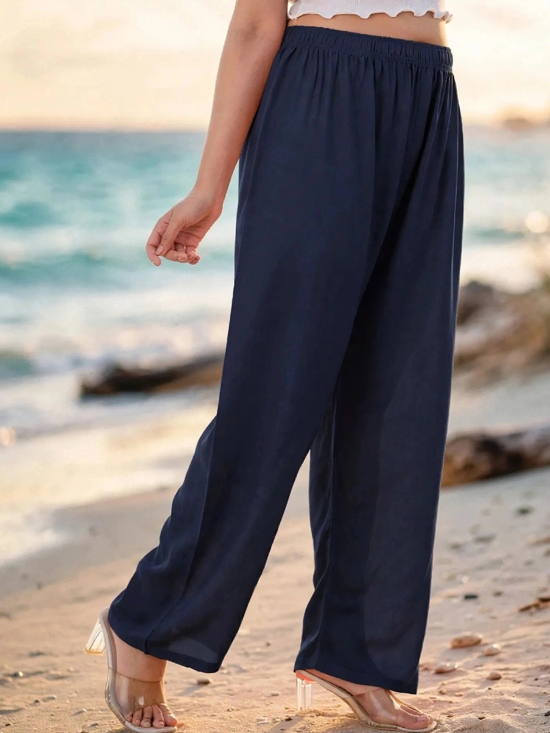MICHAEL KOVLIN Women Comfortable Wide Leg Flared Palazzo