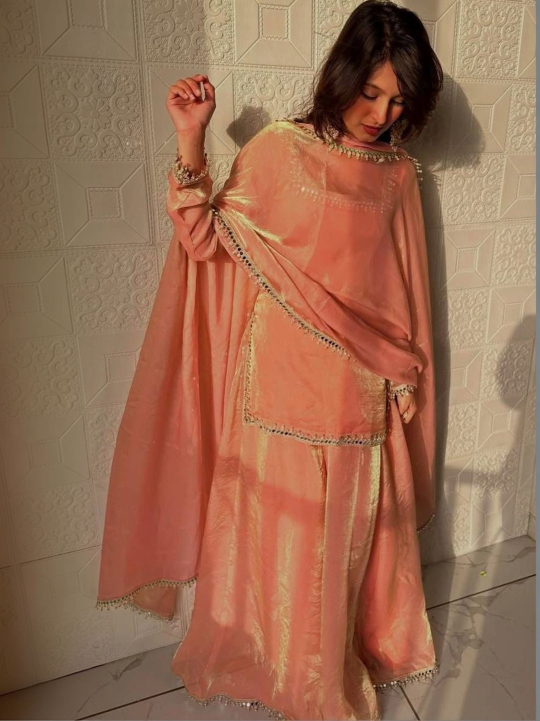 Sharara creations Women Regular Gotta Patti Kurta with Sharara & With Dupatta