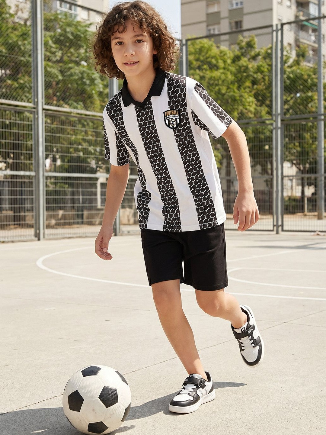 BAESD Boys Sports Printed Polo Collar Applique T-shirt