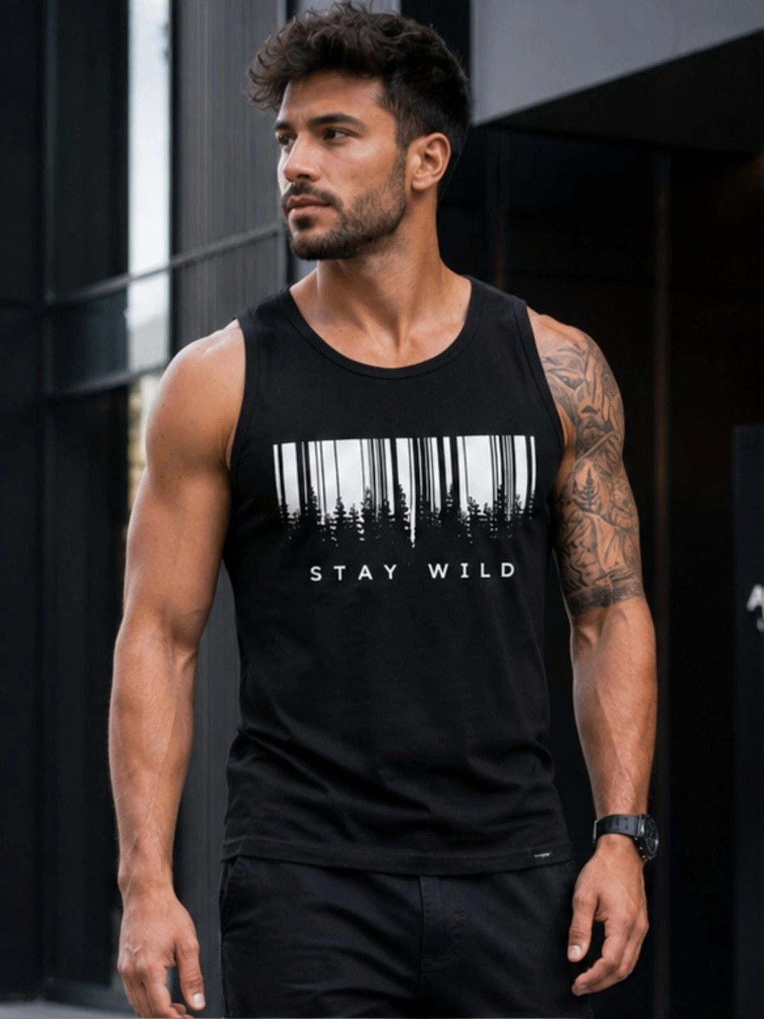R.Code by The Roadster Life Co. Printed Gym Vest