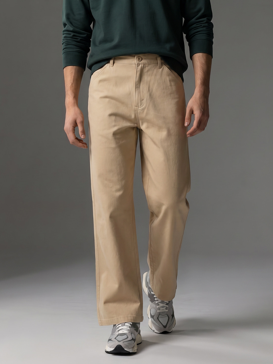 FCUK Men Loose Fit Chinos Casual Trouser