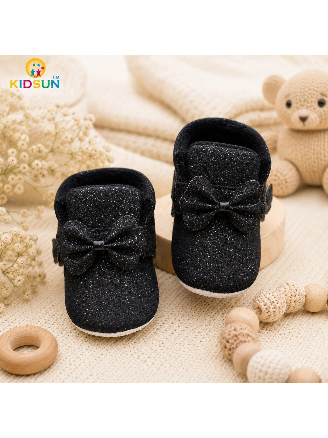 KIDSUN Unisex Infant Kids Casual Cotton Booties - Soft & Cozy Winter Shoes